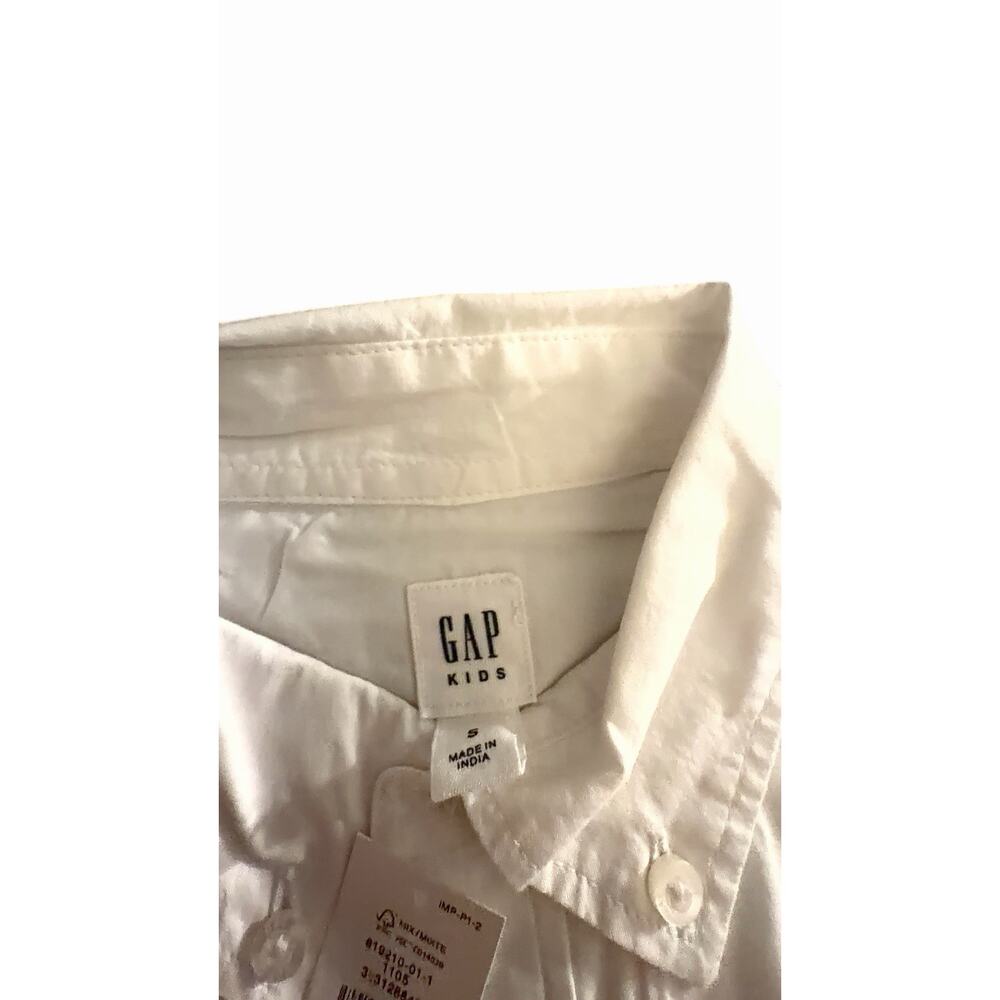 GAP Kids Boys Long Sleeve Button-Up Shirt White 100% Cotton Size S (6-7) - Picture 2 of 4